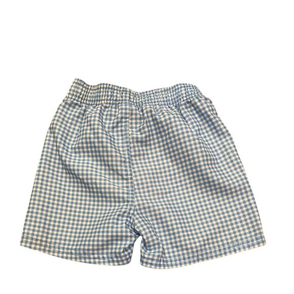 Rugged Butts Toddler Boy's Blue/White Checked Swim Trunks - Picture 2 of 3